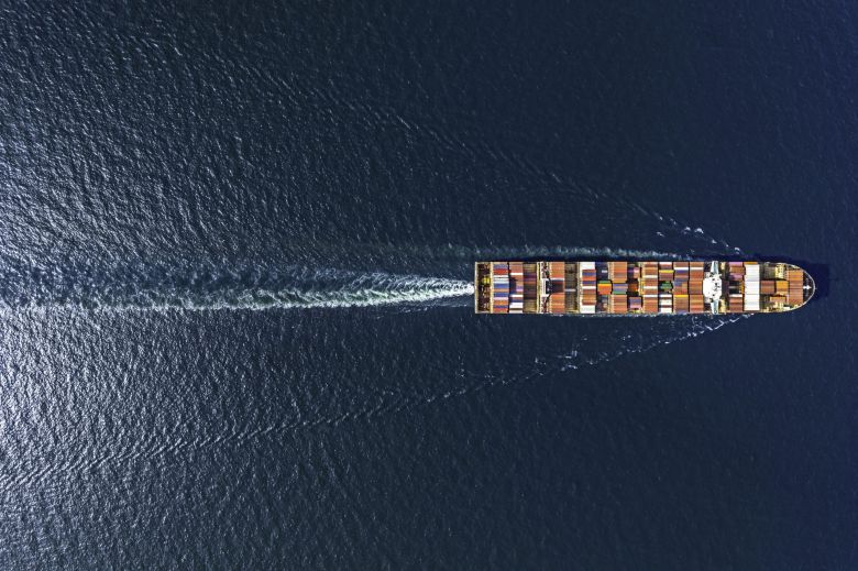 Nave container in mezzo al mare